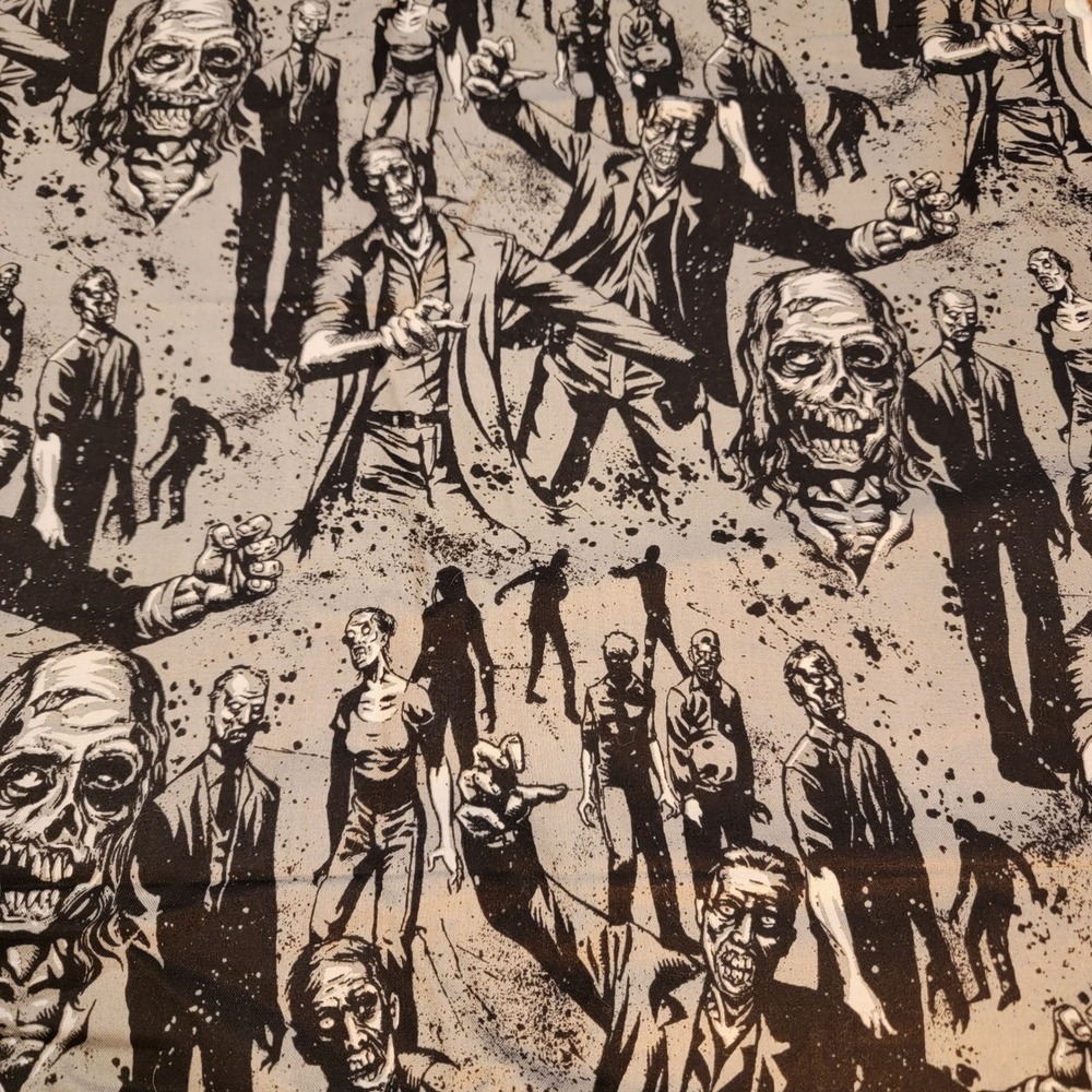 Rare OOP 2013 Alexander Henry Zombie Fabric Cotton Halloween 1.9 Yards 69"x44"